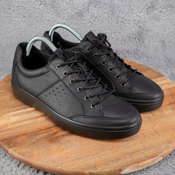 Ecco Men's Soft Classic Lace Sneaker Black Leather EU 41 Size 7 - 7.5 US - Picture 1 of 10